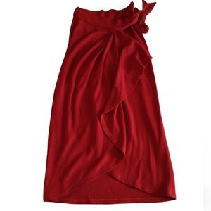 Moschino Cheap & Chic Size 8 Red Wool Blend True Wrap Skirt Made In Italy